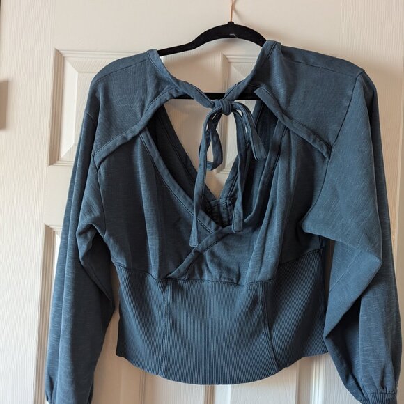 NWT Pilcro Anthropologie tie open back sweatshirt - Picture 3 of 8